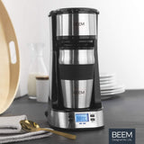BEEM THERMO 2 GO Cafetera espresso monofiltro con vaso térmico de 0,4 l | Filtro permanente | Con temporizador de 24 horas para tomar una taza de café caliente por la mañana, sin esperas | 750 vatios