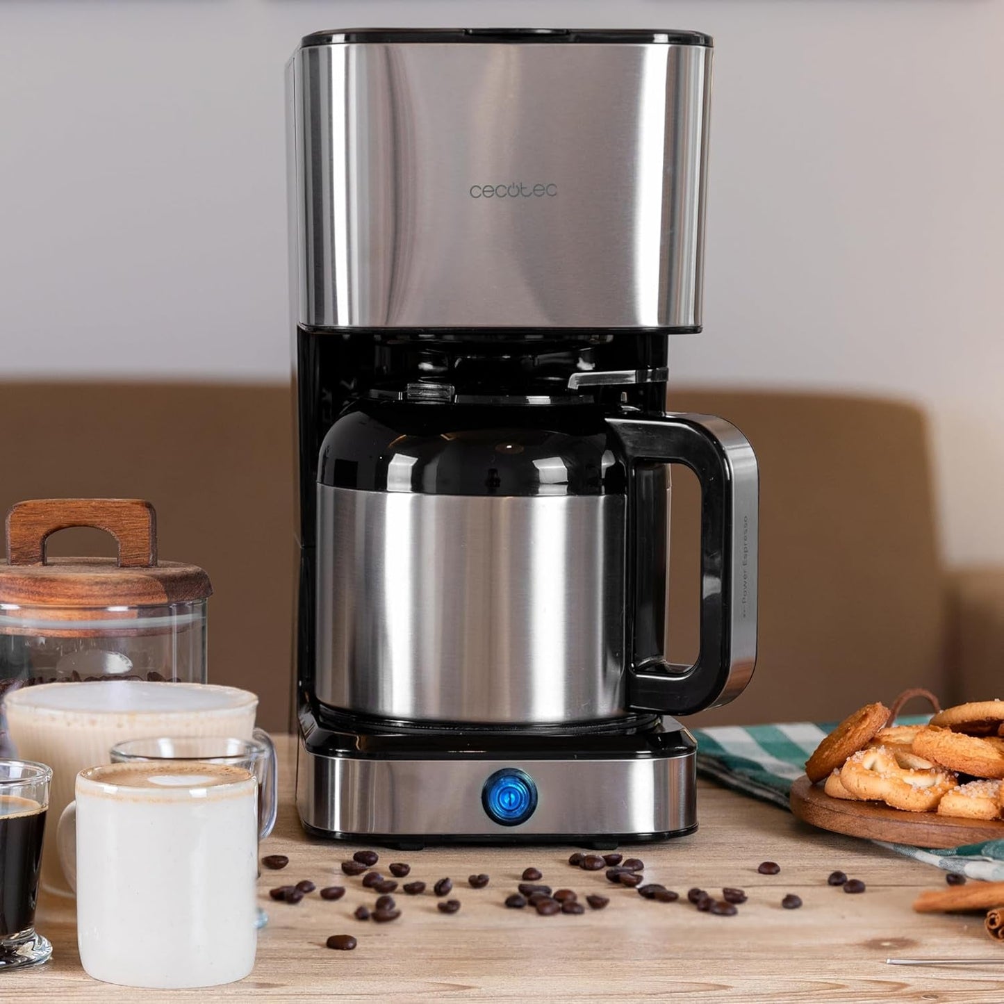 Cecotec Cafetera de goteo Coffee 66 Drop & Thermo, 950 W, 1,2 L, 10 tazas, tecnología ExtremeAroma, función antigoteo, indicador de nivel de agua, filtro principal reutilizable, protección contra sobrecalentamiento