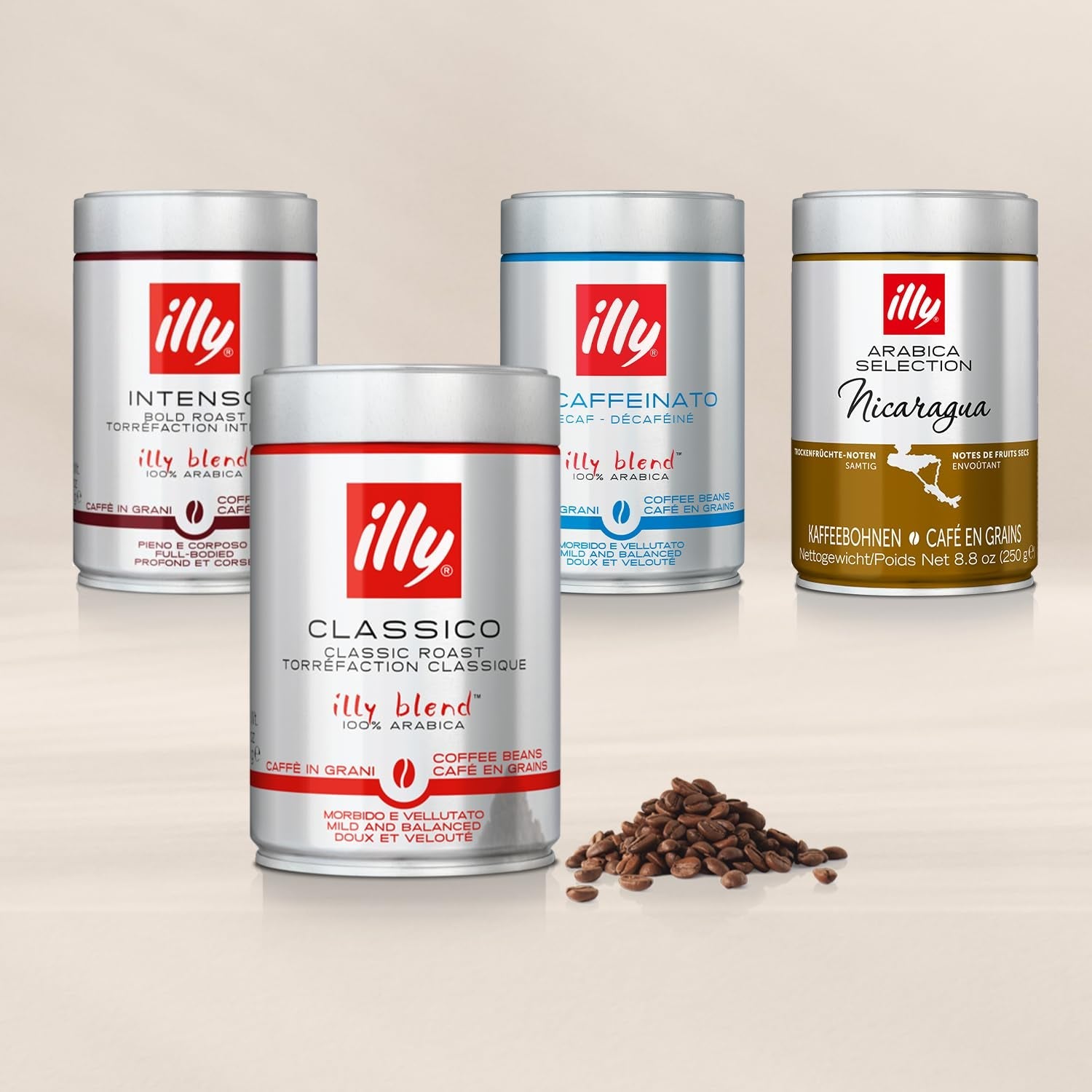 illy Coffee Beans Selección de granos de café Arábica de lujo de Etiopía, paquete de 6 (6 x 250 g)