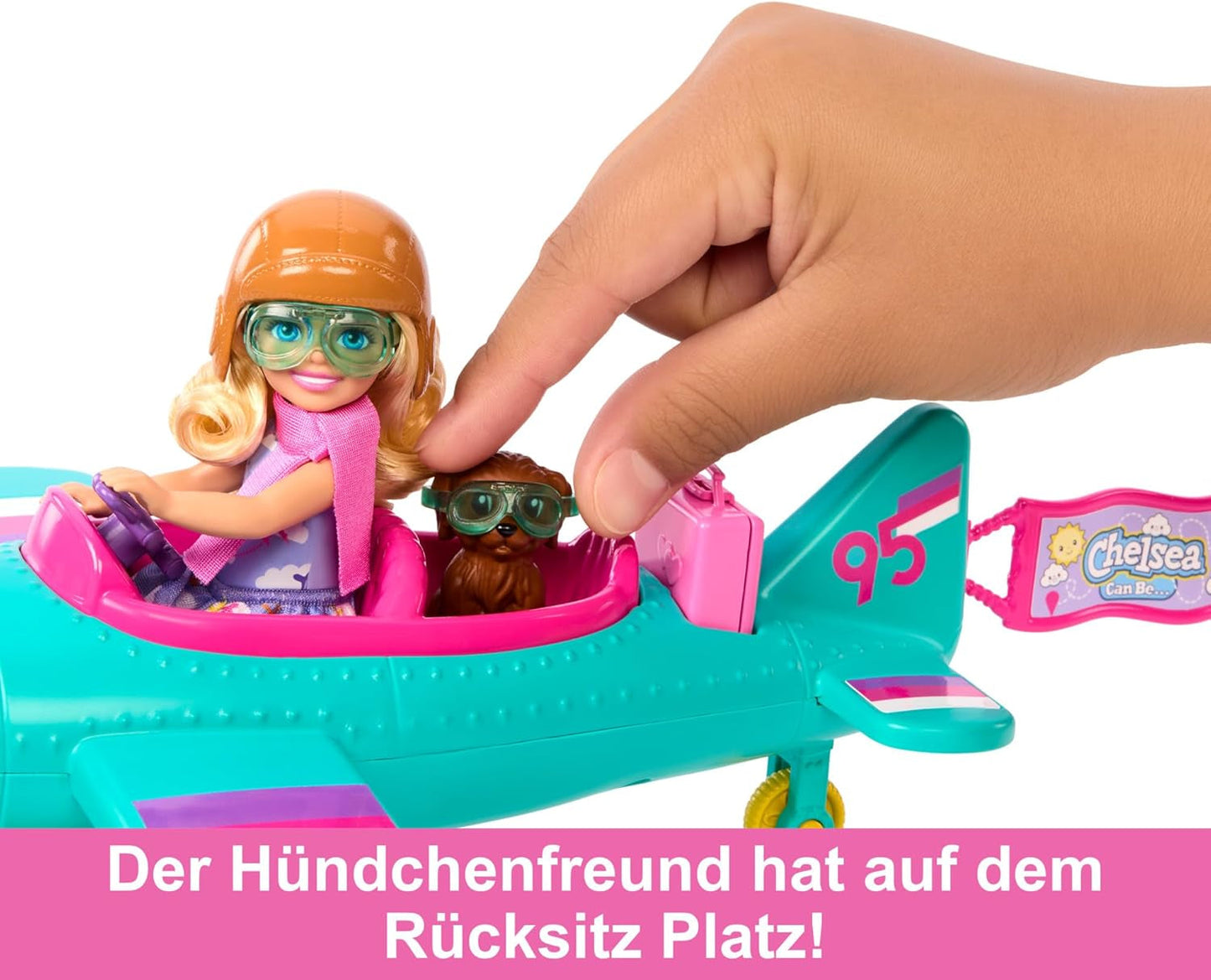 Muñeca Barbie Chelsea Plane y Set de Juego - Muñeca Piloto, Avión, Asa y Accesorios de Historia, Ruedas y Hélices con Pata de Flor, Edad 3+, HTK38 Naty Shop Muñecas