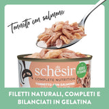 Atún Salmón en Gelatina, Alimento Húmedo Completo para Gatos, Enlatado, con Vitaminas Añadidas, 100% Natural, 6 x 85g