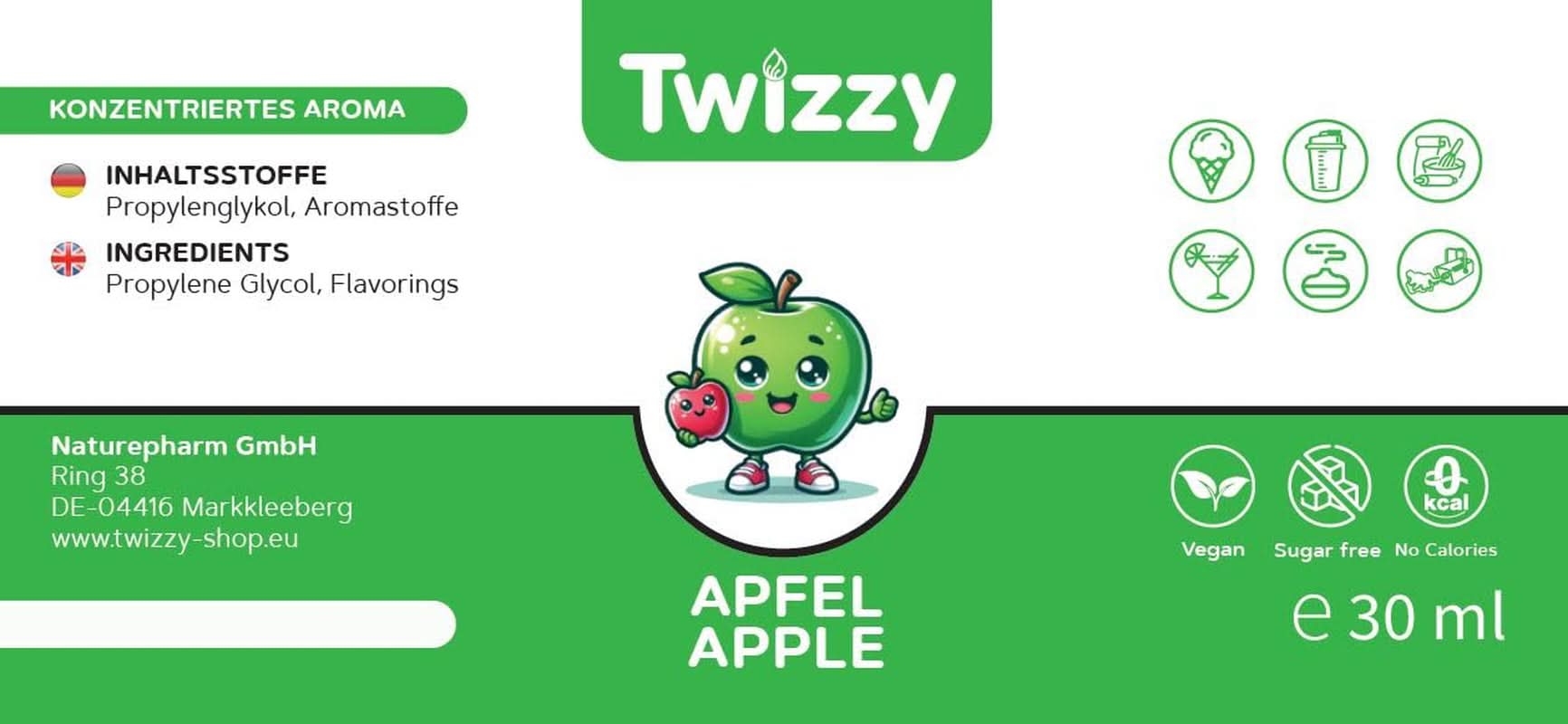 Twizzy, Aroma concentrado de manzana, 30 ml Aromas Naty Shop
