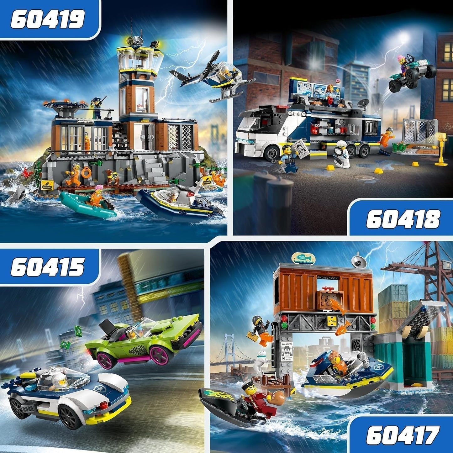 LEGO City Car Chase con coche de policía y muscle car, tren de juguete con 2 coches de carreras, regalo de policía para niños, niños y niñas a partir de 6 años, set con policía y minifiguras Ganovin 60415 Juegos de construcción Besuche den LEGO-Store