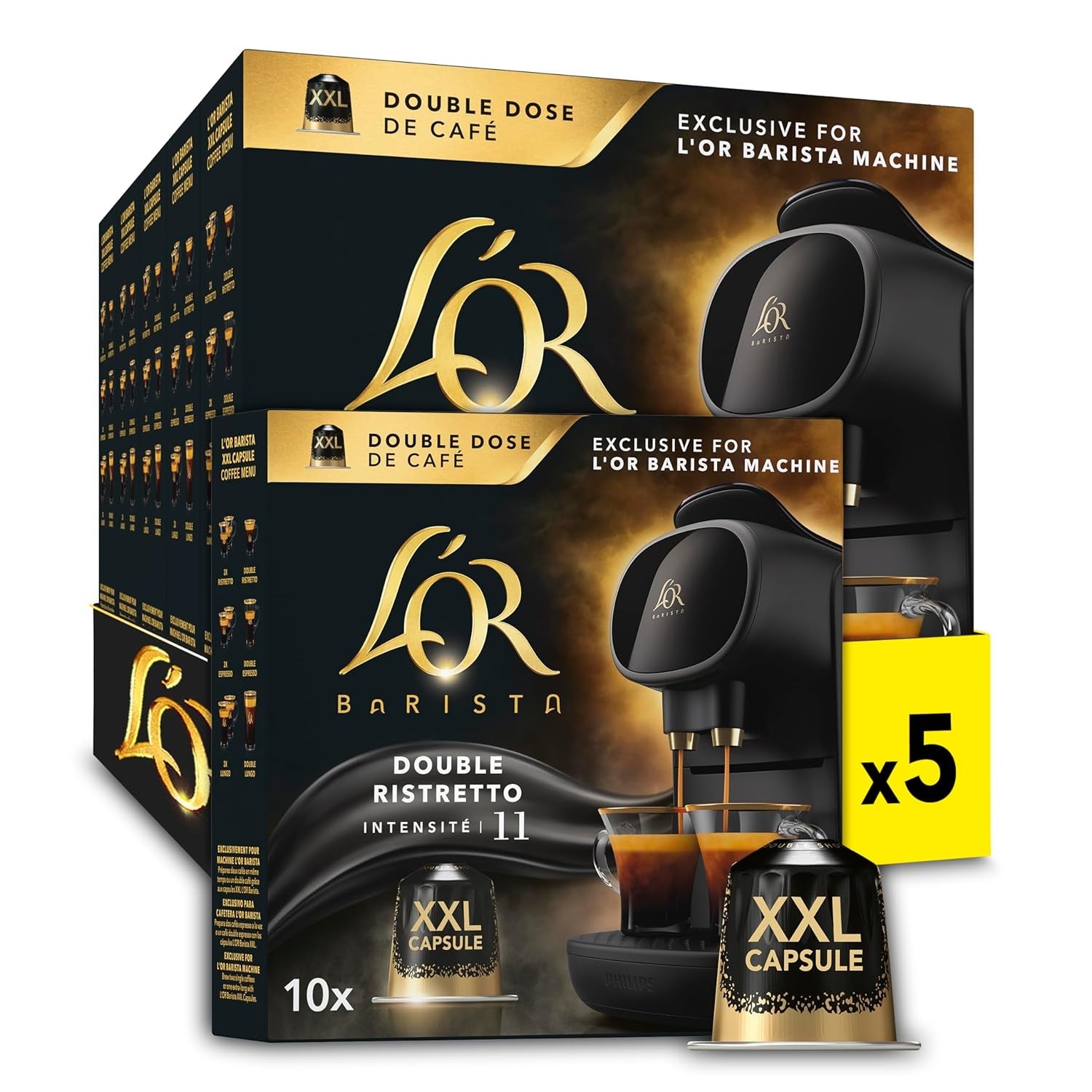 L'OR Barista Kaffeekapseln Ristretto, exclusivo para L'OR Barista Maschinen, paquete de 5, 5 x 10 Kapseln