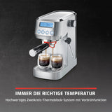 CASO EspressoGourmet Crema - Cafetera espresso portafiltro con espumador de leche, espresso, capuchino, portafiltro de acero inoxidable, bomba ULKA 20 bar, cafetera, café molido, cápsulas ESE