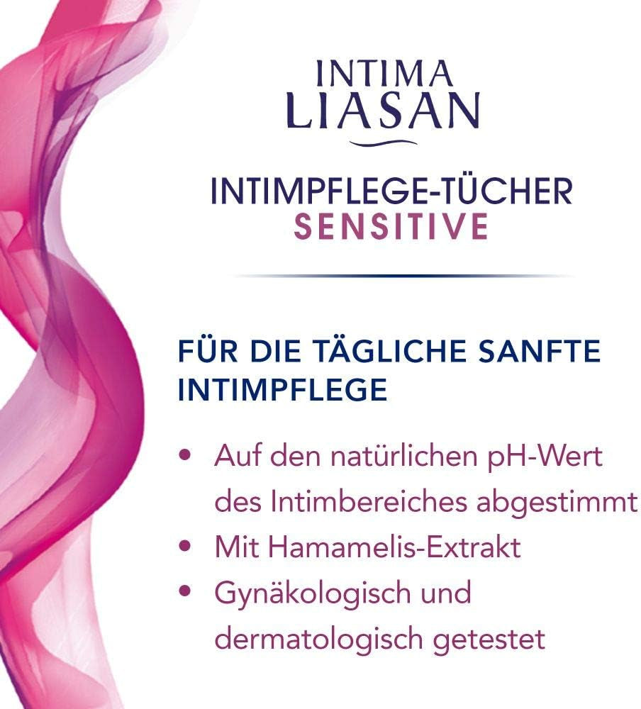 Intima Liasan de Sagrotan Compresas higiénicas íntimas Sensitive, sin jabón y sin alcohol, 30 unidades