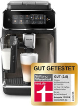 Cafetera espresso automática PHILIPS serie 3300 - 6 bebidas, moderna pantalla táctil a color, sistema de preparación de leche LatteGo, SilentBrew, molinillo 100% cerámico, filtro AquaClean. Cromo negro (EP3347/90)