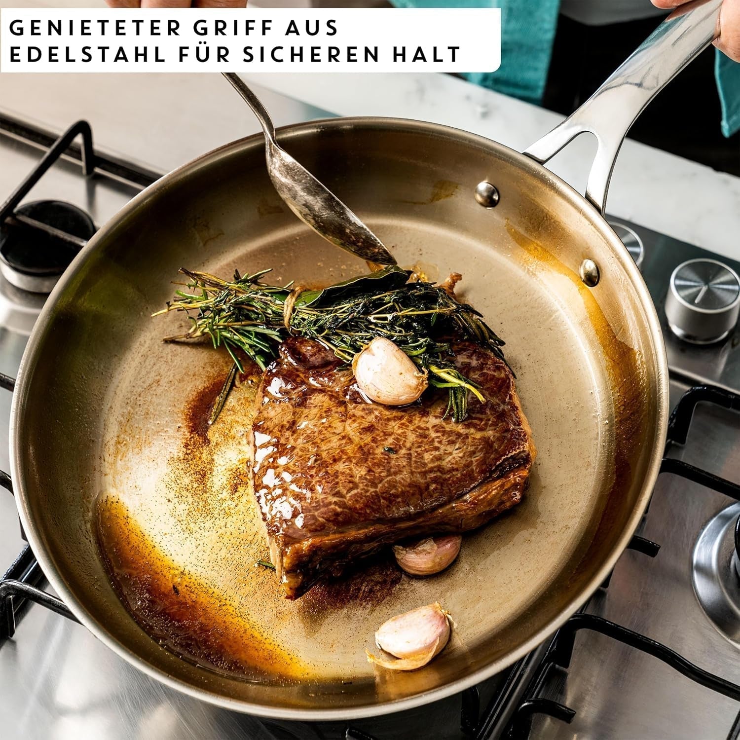 Sartén Jamie Oliver by Tefal Cook Smart 28Cm, Acero inoxidable sin revestimiento, Apta para inducción Ollas y sartenes Naty Shop