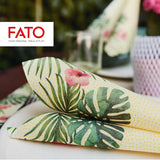Fato - Servilletas de papel seco, airlaid, efecto textil, paquete de 50 servilletas, 40X40 plegadas en formato 4, Tropicana Decor