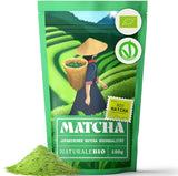 Naturalebio BIO Té verde en polvo 100 g. Para cocinar y hornear. Matcha japonés original. Té verde de Japón, vegano, sin gluten y sin OGM. Producto orgánico natural.