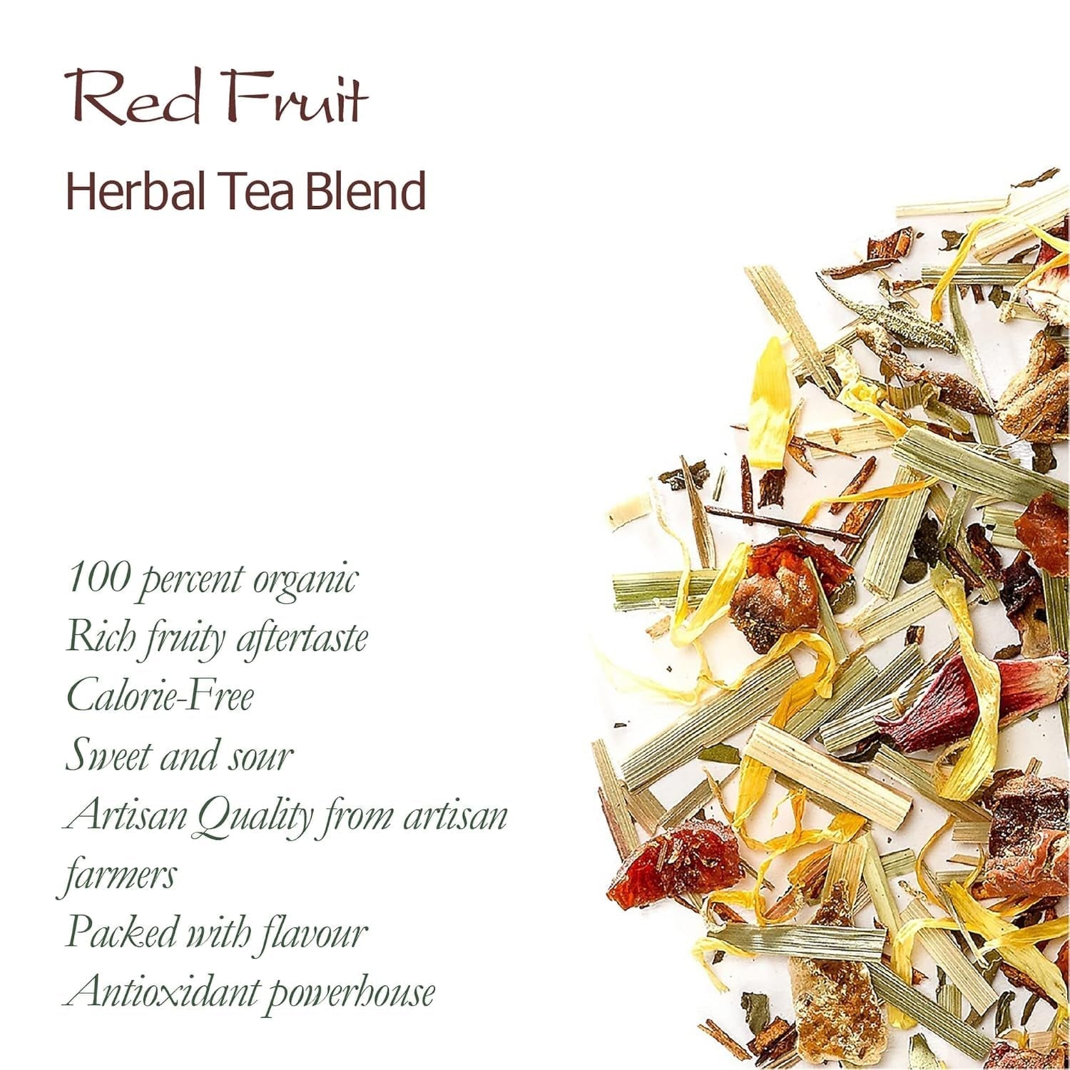 Mezcla de infusiones de frutas y hierbas orgánicas - Infusión de hierbas 100% natural con el intenso sabor de las frutas rojas - Té de frutas Té de frutas orgánicas Té de frutas a granel Té de frutas a granel Té de frutas de invierno