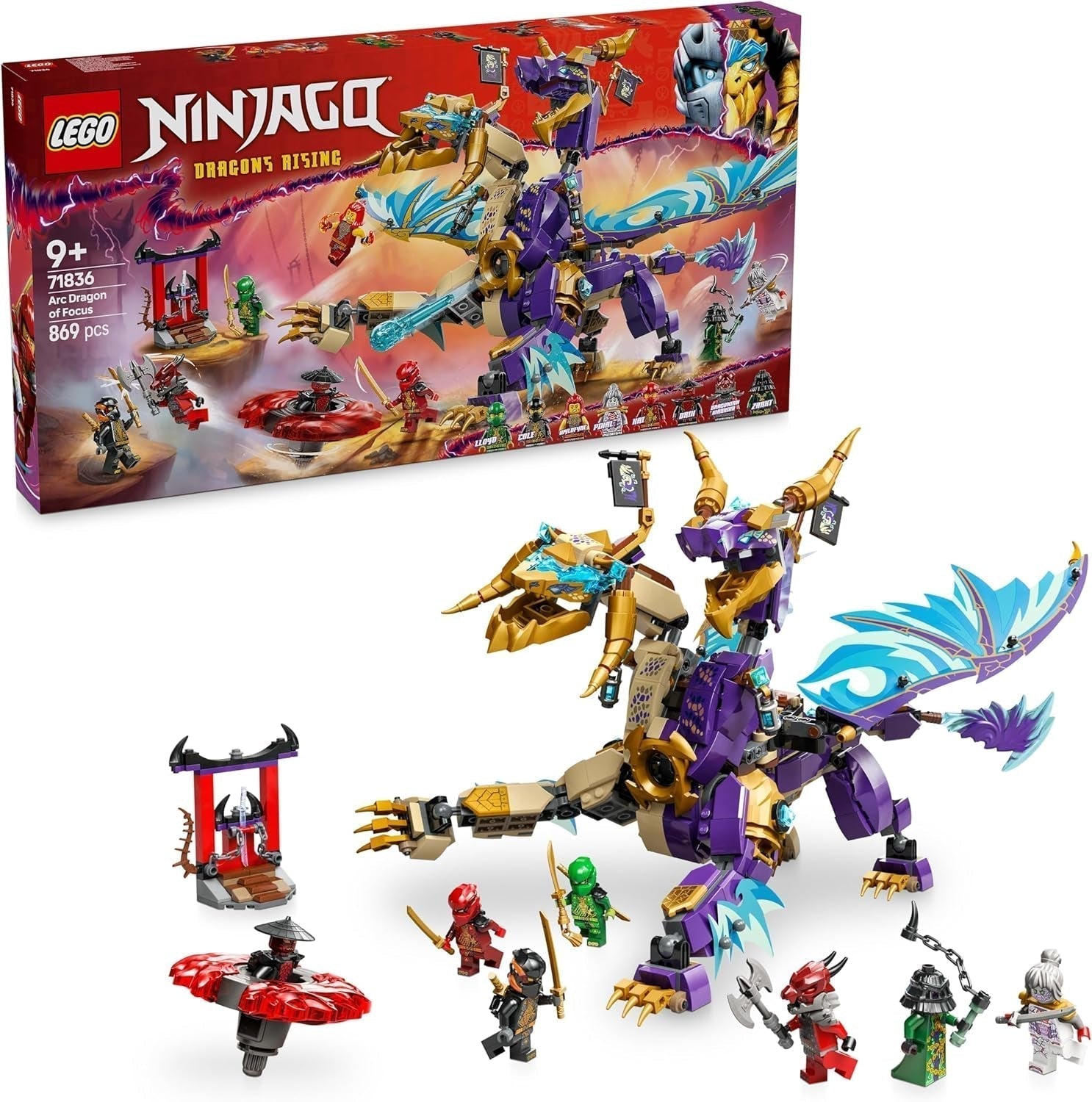 LEGO NINJAGO Lightbow Dragon - juguete con 8 minifiguras y una rueda de Spinjitzu - juguete de construcción ninja interactivo para niños y niñas mayores de 9 años - idea de regalo para fans 71836 Juegos de construcción Besuche den LEGO-Store Default title