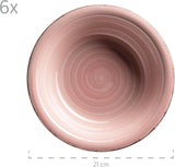 MÄSER 931495 Bel Tempo II Vajilla para 6 personas con moderno aspecto vintage, servicio de mesa de 12 piezas, pintado a mano, rosa, gres