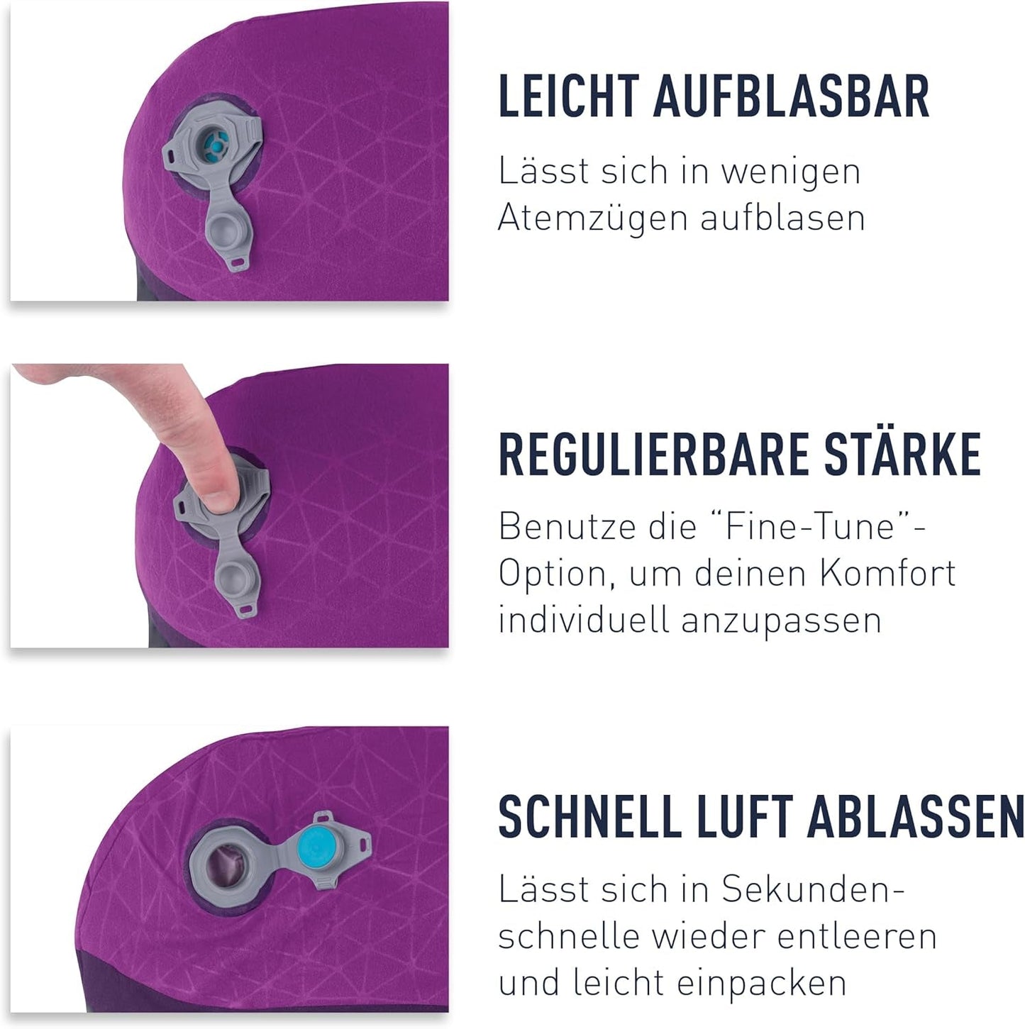 Sea to Summit - Almohada de apoyo lumbar Eros Premium - Almohada de apoyo inflable - Alivio de espalda - Material de poliéster 50D - Bolsa de viaje compacta - Servicio, viajes y excursiones en coche - Azul marino - 93g