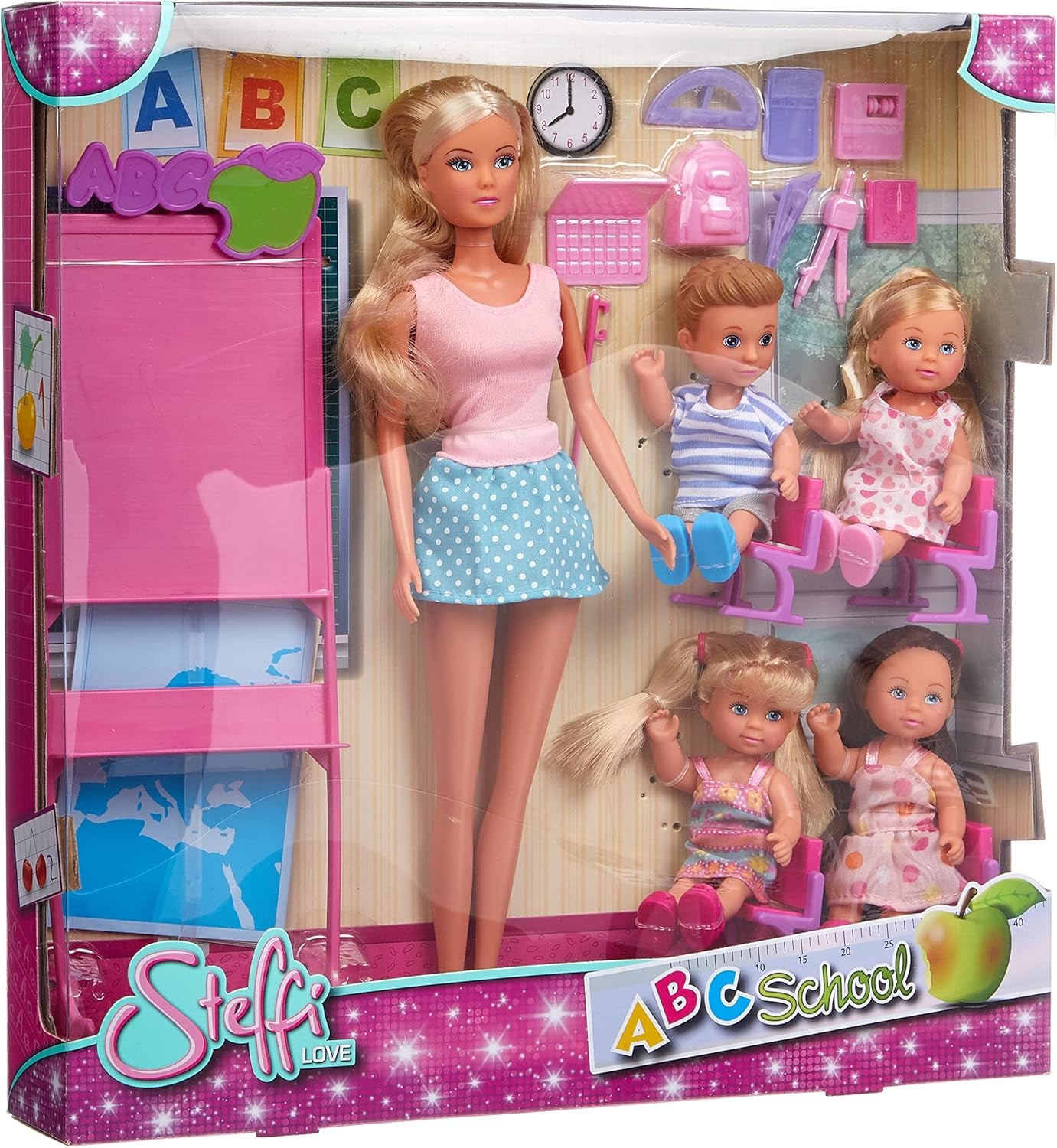 Simba - Muñeca Steffi Love Colegiala - Muñeca 29 cm - Imagen y Accesorios + 4 Alumnas - 105730472002