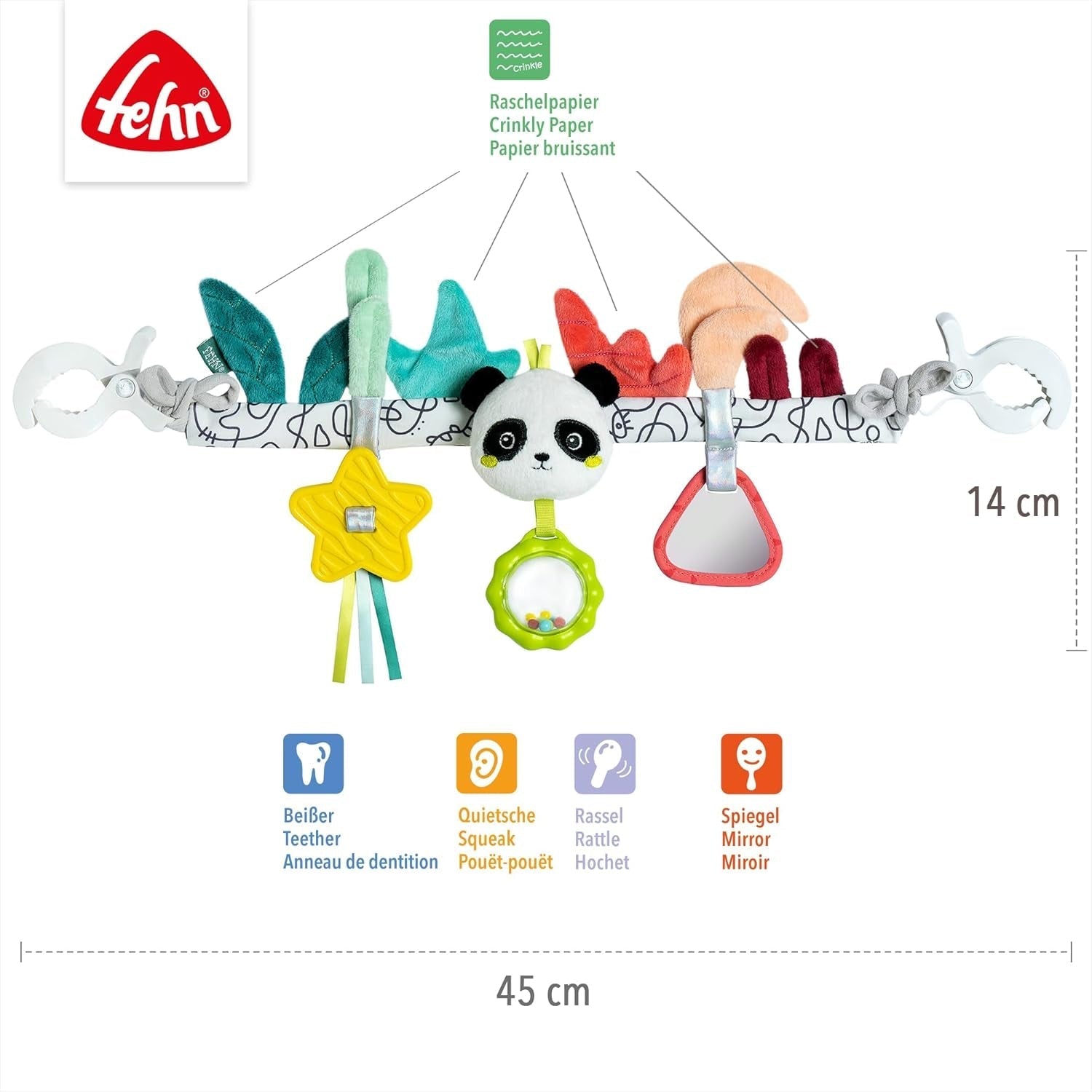 Fehn Cadena para móvil de bebé Panda Baby Mobile - Cadena para móvil de bebé con lindas figuras - Juguete colgante flexible para bebé - Cochecito de juguete para bebés y niños pequeños a partir de 0 meses Baby Toys Naty Shop