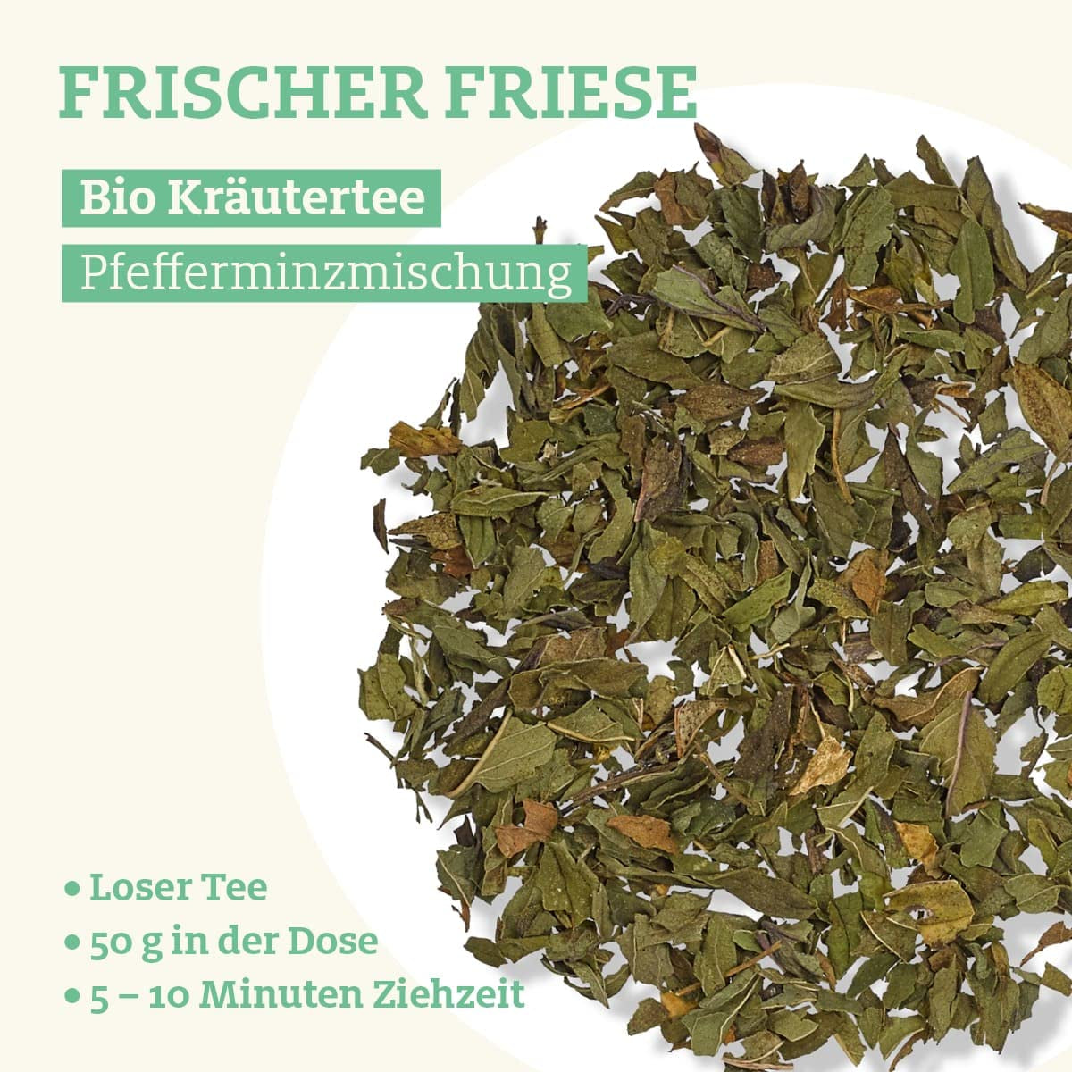 Beba más té FRISCHER FRIESE - Té de hierbas orgánico | Mezcla de menta | Té de menta orgánico | Té a granel en caja de té | Regalo I 50 G