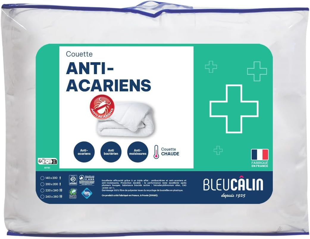 Bleu Calin Edredón Antiácaros 140X200 Cm, Para cama individual, Funda de microfibra suave, Tratamiento Sanitized Edredones y edredones Naty Shop 260 X 240 Cm