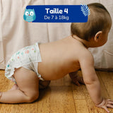- Pañal talla 4 (7 – 18 kg) – para pieles sensibles – natural y muy absorbente – 12 horas a prueba de fugas – ohne unerwünschte Inhaltsstoffe – fabricado en Francia – 132 pañales