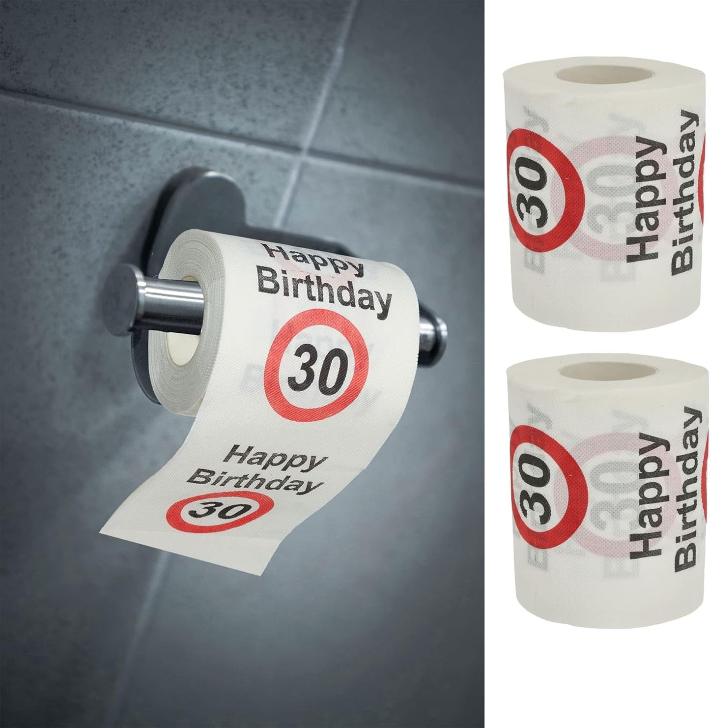 Juego de 4 papeles higiénicos "Feliz 40 cumpleaños" │40 cumpleaños 24 metros 2-telas 180Gr/Qm │ Papel higiénico con motivo de papel higiénico (4 X papel higiénico 40)