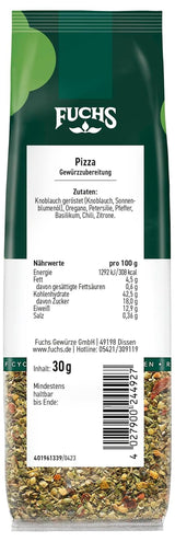 Fuchs Gewürze - Pizza Gewürzzubereitung en Nachfüllbeutel reciclable, Gewürzmischung mit Italianen Kräutern, ideal para Bruschetta - 30 g