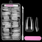 Uñas cortas de cubierta completa, 120 piezas, 12 tamaños, puntas de uñas cortas para uñas de gel, pegamento en uñas artificiales, pegamento en lima de uñas, pulidor de uñas, empujador de cutículas