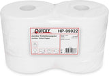 Papel higiénico Quicky Jumbo de 2 capas, 25 cm de diámetro, blanco brillante, con relieve de puntos finos, 6 rollos: absorbente y resistente al desgarro para una máxima higiene, ideal para instituciones públicas e industria
