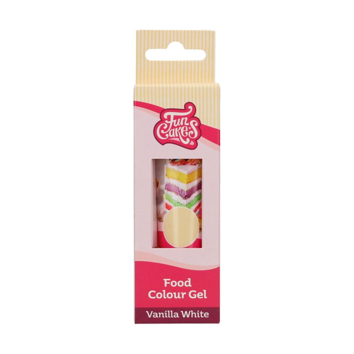 Colorante alimentario Funcakes White Vanilla Gel: Colorante alimentario altamente concentrado para masa, crema, fondant, mazapán, bollería, dosificación ligera, gotas individuales para crear colores vibrantes, Halal, 30 g