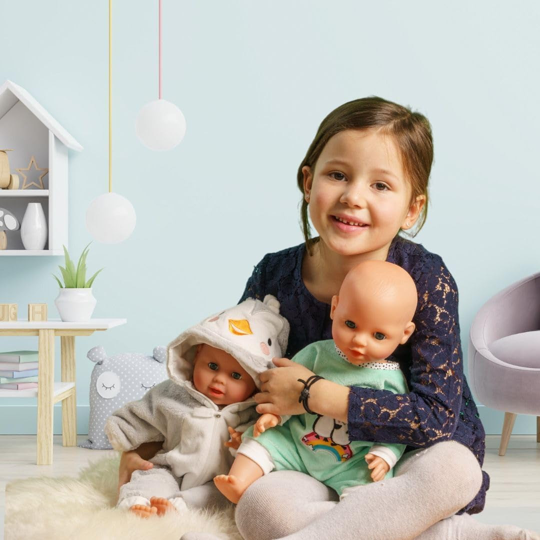 Heless 1181 - Mono para Muñeca con Diseño de Pingüino de Lunares Hecho de Suave Terciopelo con Bordado de Alta Calidad Talla 28-35cm