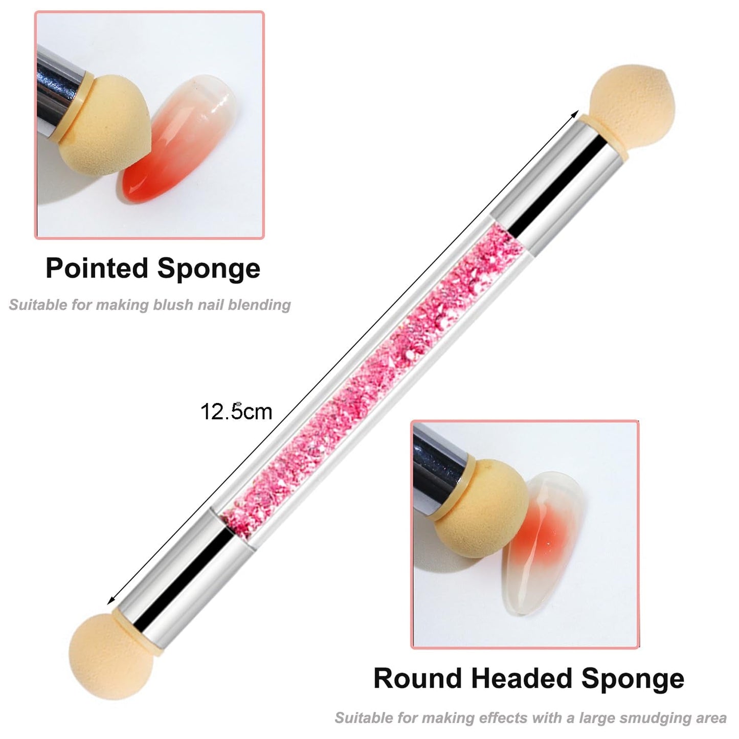 Juego de 6 pinsel para uñas, doble punta Nageldesign Pinsel, juego de pinsel acrílico para decoración de uñas, herramienta de punteado para decoración de uñas DIY (mit 1 Schwammbürste)