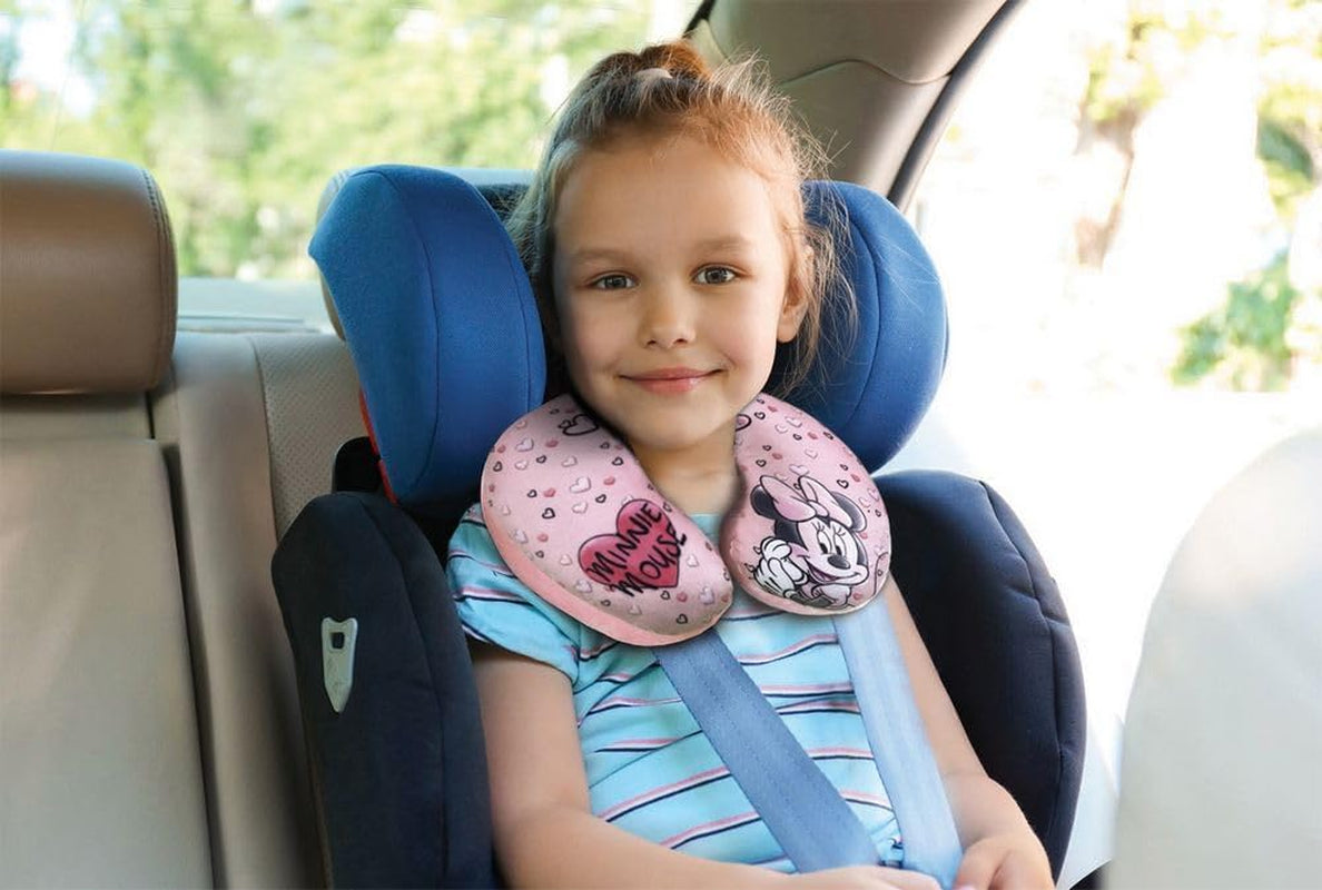Tataway en Viaggio SI crece - Almohada de viaje Disney Minnie Mouse | Material suave y aterciopelado | Lavable a mano 30° | Relleno de microperlas | Silla infantil a partir de 3 años, Rosa, talla única, terciopelo Cojines de viaje Naty Shop