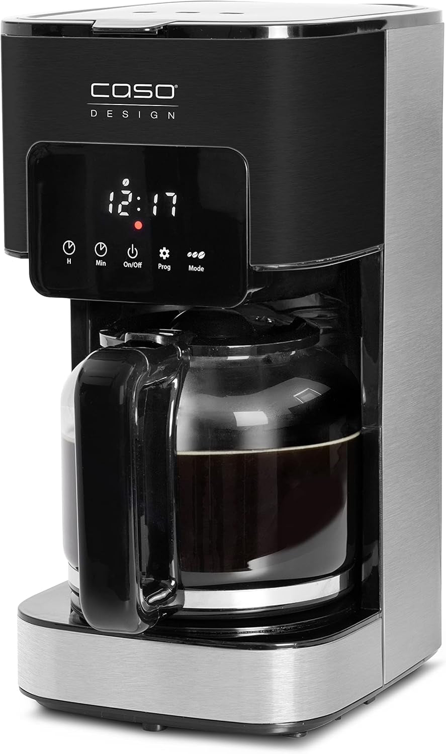 CASO Coffee Taste and Style Cafetera espresso con filtro permanente, 1,5 l, temperatura óptima de preparación 92-96 °C, sistema antigoteo, cabezal de preparación optimizado, acero inoxidable, 12 tazas