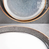 Moritz & Moritz TARENTO Vajilla para 6 personas de 24 piezas, gris - Elegante juego de platos de gres de alta calidad - El juego de vajilla incluye 6 platos llanos, 6 platos de postre, 6 platos llanos y 6 tazas
