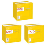 , Servilletas de papel desechables, ideales para aperitivos y cócteles, paquete de 100 servilletas, tamaño 24X24, 4 capas, 2 capas, amarillo, papel de celulosa 100% pura, certificado Fsc (paquete de 3)