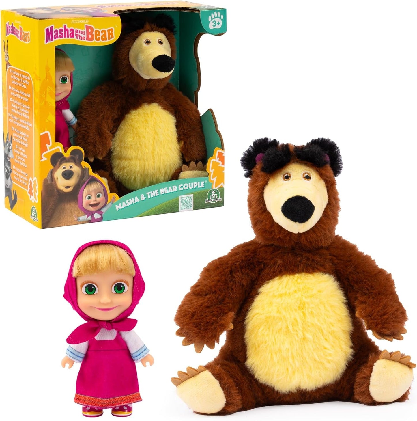 Masha y Michka Muñeca Masha de 12 cm y Peluche Bärka de 20 cm para niños a partir de 3 años MHA21
