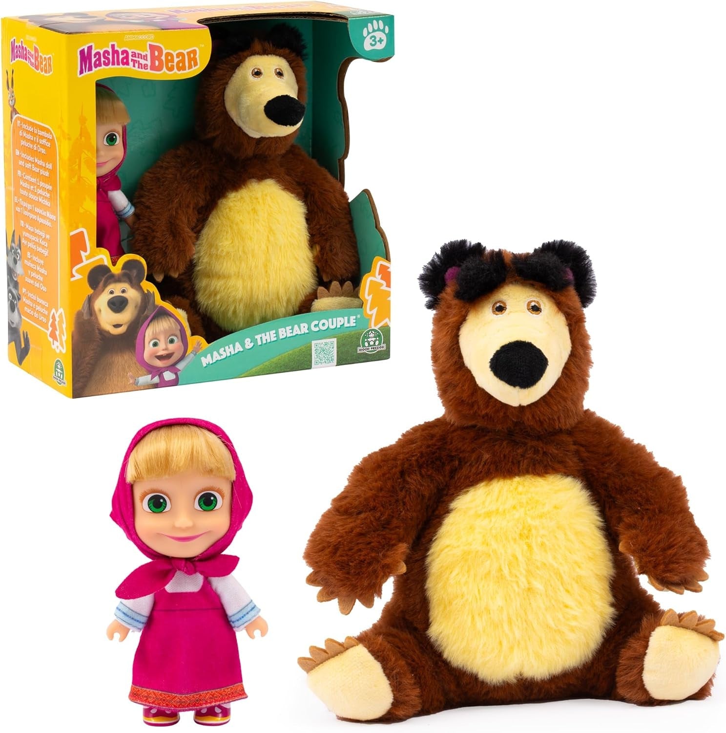 Masha y Michka Muñeca Masha de 12 cm y Peluche Bärka de 20 cm para niños a partir de 3 años MHA21