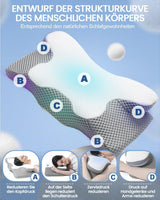 Almohada para el cuello 2 en 1 Almohada Almohada de espuma viscoelástica Almohada ortopédica ergonómica 2 Altura para dormir Almohada de soporte para el cuello para soporte lateral/espalda/barriga Almohadas ortopédicas cervicales Naty Shop