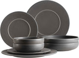 MÄSER Serie Unico, Vajilla para 2, Atemporal, Elegante, Servicio de Mesa de Cerámica de 8 Piezas, Gres, Antracita
