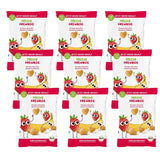 Chips de frutas orgánicas 100 % fresa Chips de fresa liofilizados, paquete de 12 (12 x 12 g) y bocadillos orgánicos para niños y bebés con corazones crujientes de plátano y fresa (9 x 30 g) 270 g