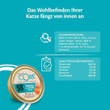 Wellness CORE 98% 12 x 85g, Pollo y Salmón - Comida húmeda para gatos, paté espeso, sin cereales, natural, hipoalergénica, rica en proteínas, rica en carne
