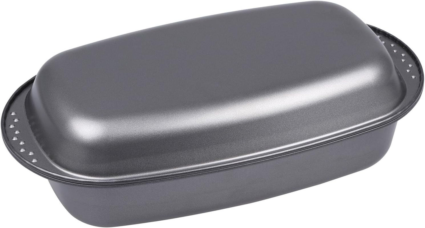 Chg 9942-04 bratenform mit deckel, antihaftbeschichte, antracita-metálico, 37 x 20 x 7 cm moldes y bandejas para hornear naty shop