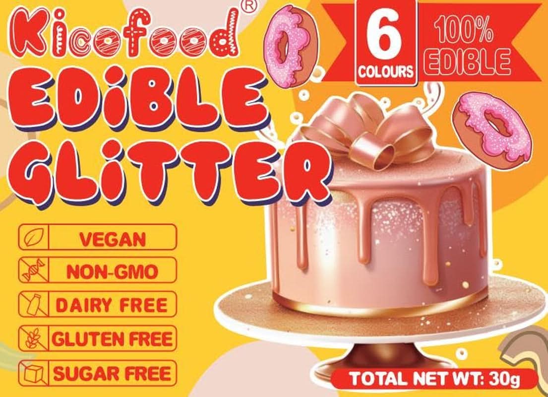 Purpurina comestible, set de 6 tonos, 5 gramos Glitter Naty Shop