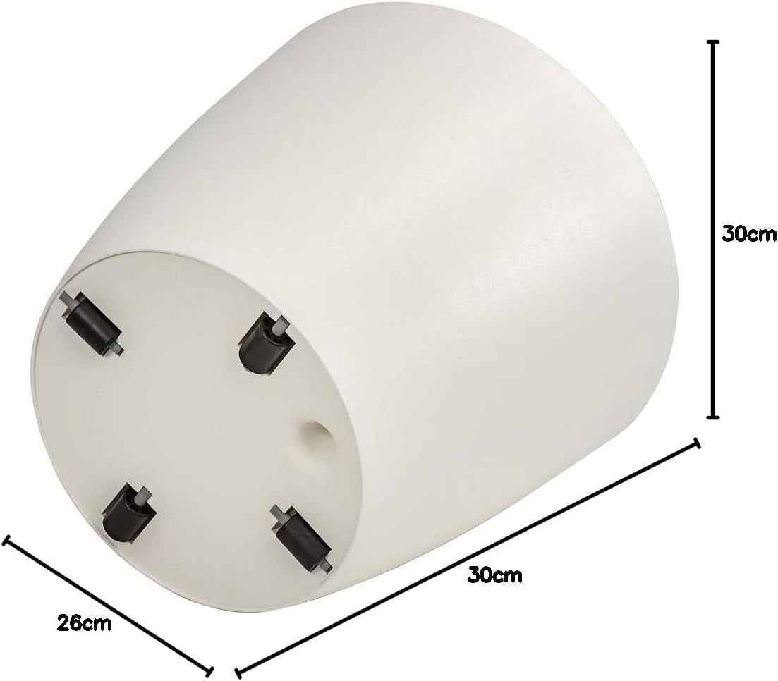 Maceta Dehner Mila con sistema de riego automático, Ø 30 cm, altura 26 cm, plástico, blanco