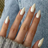Uñas Cromadas Autoadhesivas - Pegamento Con Brillo Marrón Almendra Mediano En Las Uñas Uñas Postizas Con Brillo Pegamento En Uñas Artificiales Uñas Acrílicas Esmaltadas Para Mujeres 24 Piezas