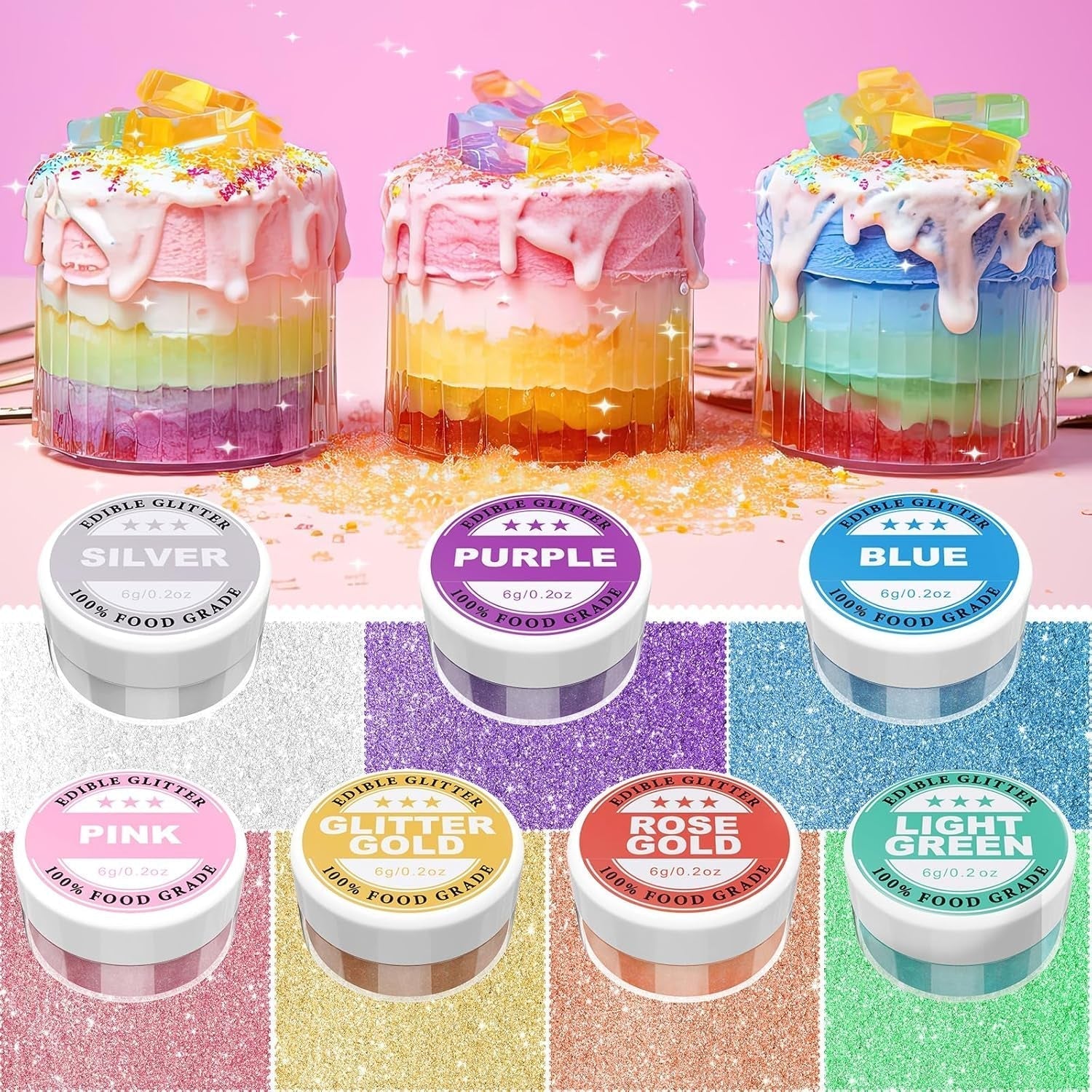 Brillo comestible - 6G de colorante alimentario en polvo para chocolate, fresa, muffins, pasteles, fondant (púrpura)