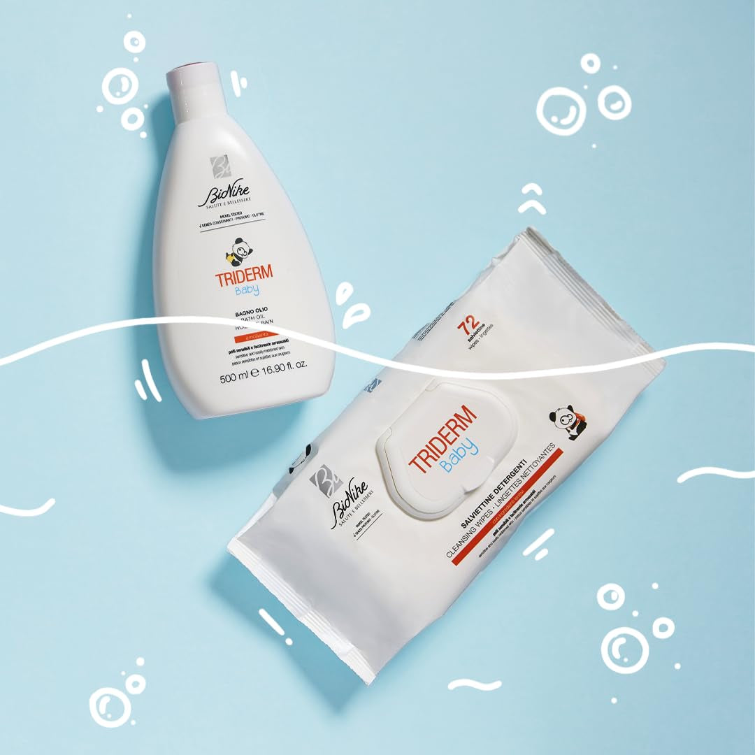 Bionike Triderm Baby Toallitas Húmedas para Pieles Secas y Sensibles Efecto Calmante y Reafirmante Protege e Hidrata 72 Toallitas