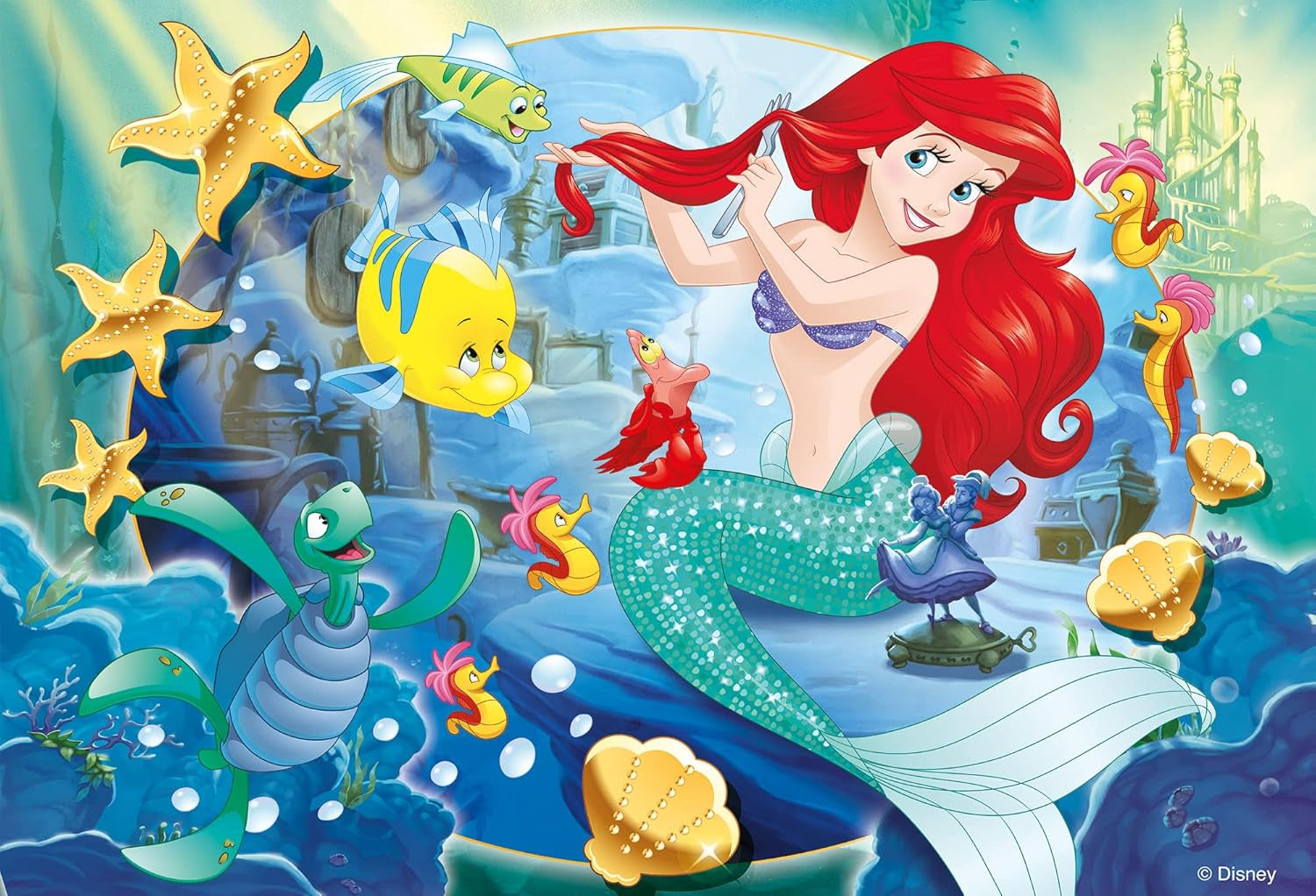 Lisciani - DISNEY Puzzle Ariel - Recrea y colorea las escenas de tus cajas favoritas - A partir de 7 años - ROMPECABEZAS GRANDE de 250 piezas - Fomenta la destreza Puzzle Naty Shop