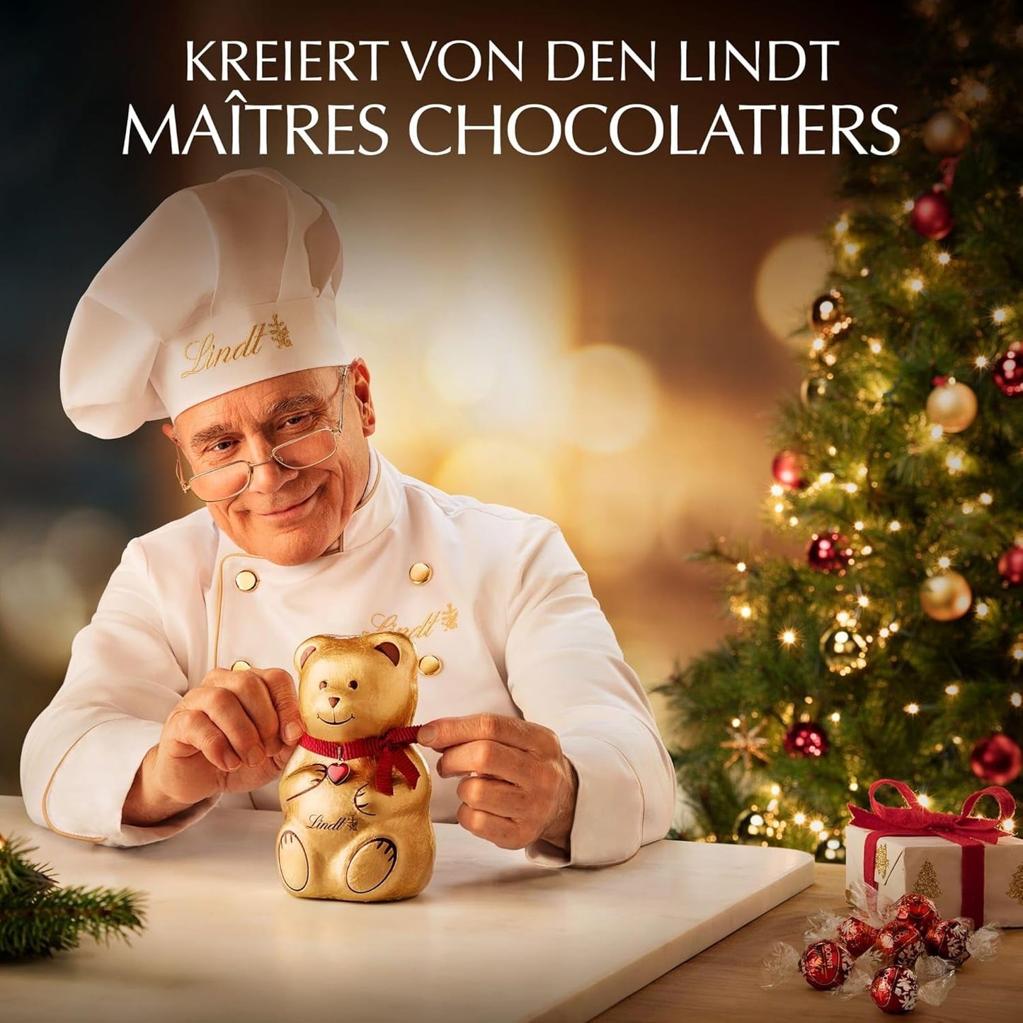 Chocolate Lindt | Caja de bombones navideños | 200g Bombones navideños surtidos cubiertos del más fino chocolate con leche | Regalo de chocolate para Navidad