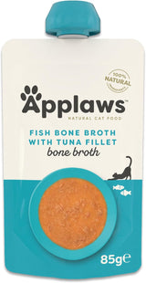 Applaws Comida húmeda para gatos 100% natural - Sopa de huesos de pescado con atún, 12 sobres filtrantes x 85 g