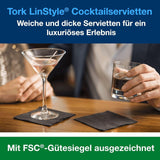 Tork Linstyle 509542 Servilletas de cóctel negras, pliegue 1/4, 1 capa, 23,8 x 23,8 cm, 1 x 100 servilletas